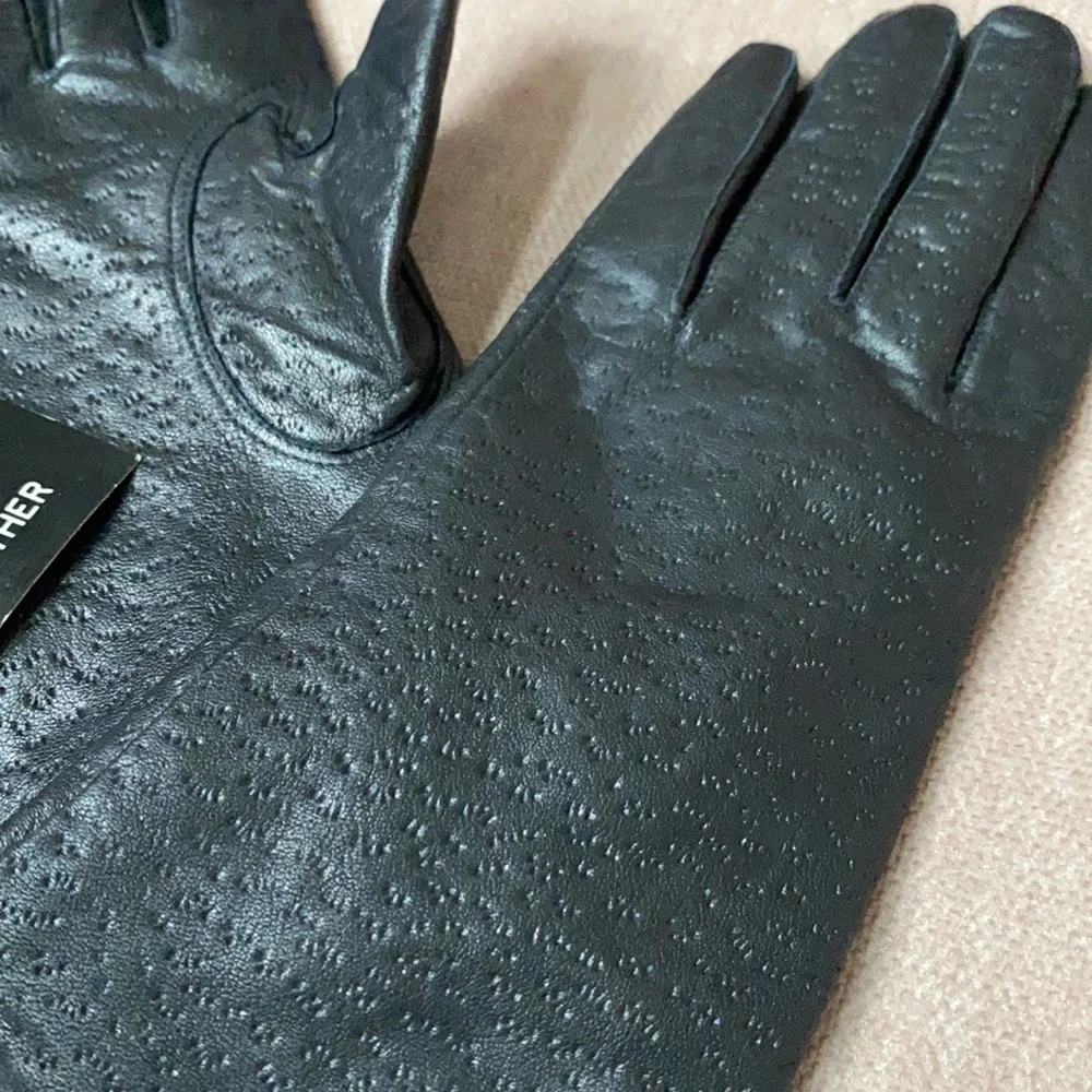 Vintage Smart Set Black Leather Gloves Size M